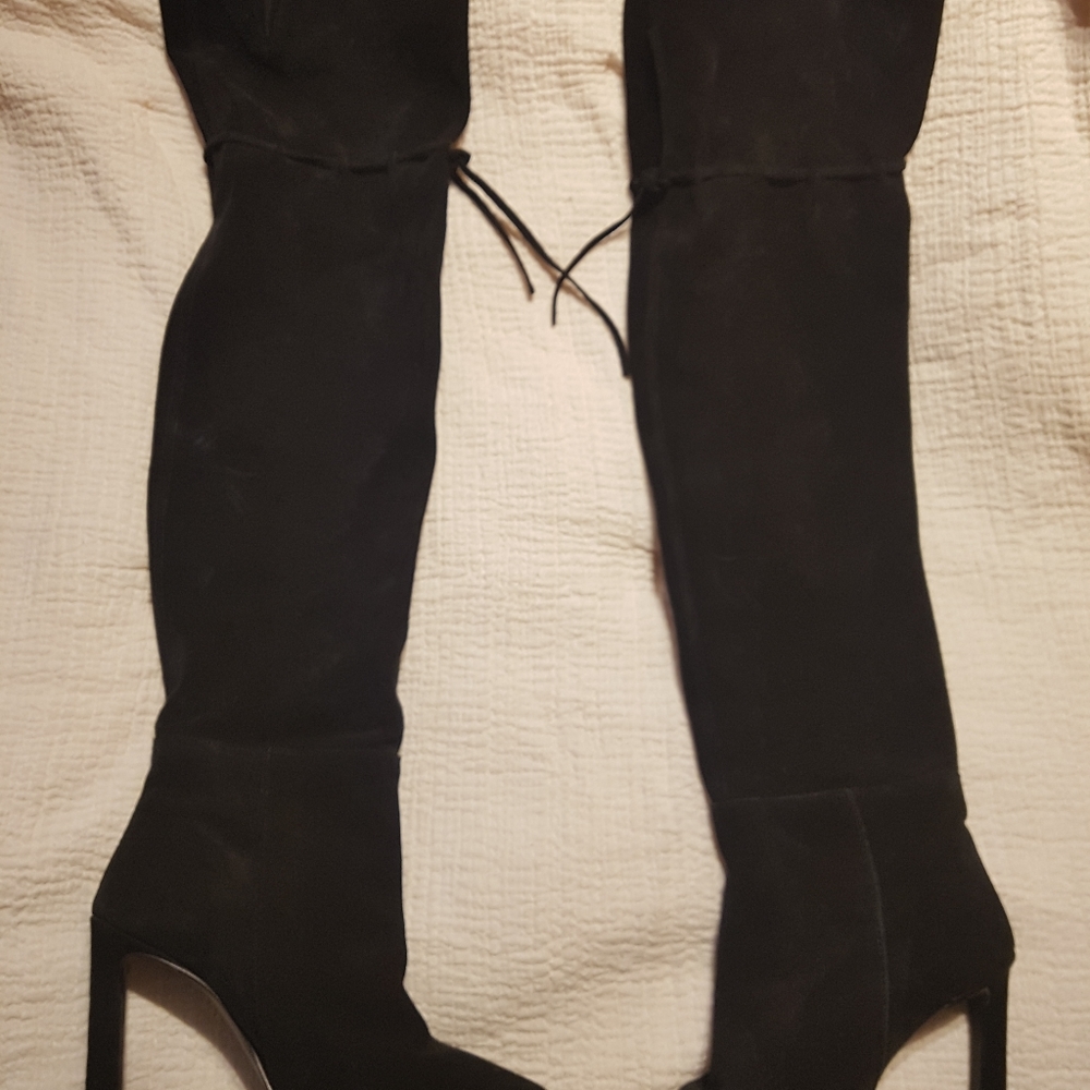 Thigh high black suede L'intervalle boots